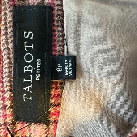 Talbots pink and brown wool plaid skirt- size 8p - Picture 5 of 7